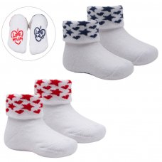 S520-W: White 2 Pack Anti-Slip Terry Socks (0-12 Months)